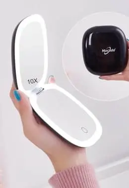 Compact LED Magnifying Travel Makeup Mirror