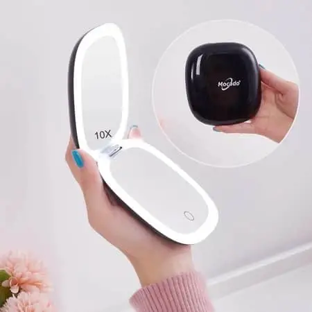 Compact LED Magnifying Travel Makeup Mirror