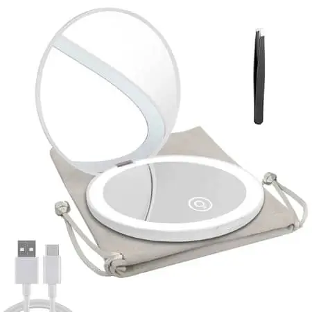 Compact Mirror with LED Light for Purse