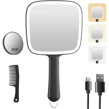 Rechargeable 2000mAh Lighted Handheld Mirror
