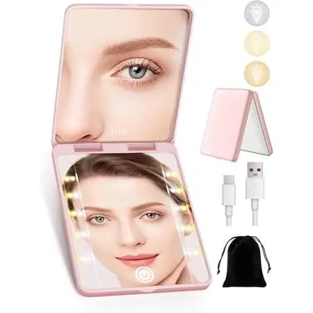 Rechargeable 30X Magnifying Mirror with 3 Lighting Modes