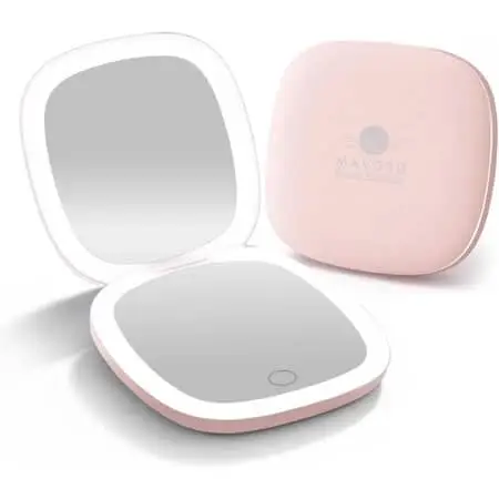 Rechargeable USB-C LED Lighted Travel Makeup Mirror