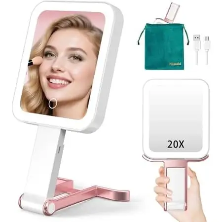 Travel Makeup Mirror 3 Colors Lighted Magnifying Mirror