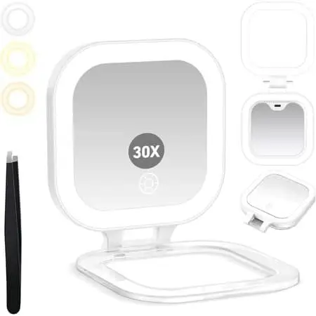 Travel Mirror with Light Compact Mirrors with 3 Color Lights