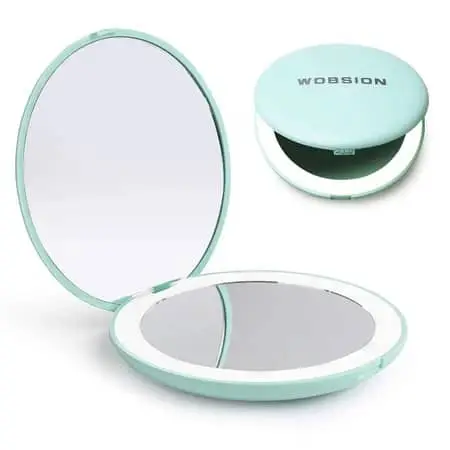 WOBSION LED Lighted Travel Makeup Mirror