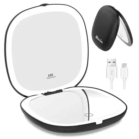 WOBSION Rechargeable Compact Magnifying Mirror with Lights