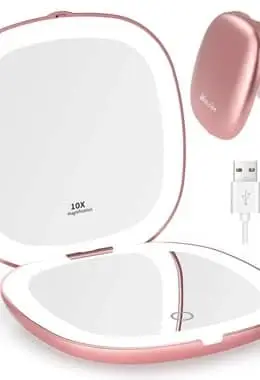WOBSION Rechargeable Lighted Travel Makeup Mirror