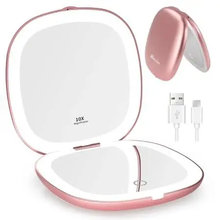 WOBSION Rechargeable Lighted Travel Makeup Mirror